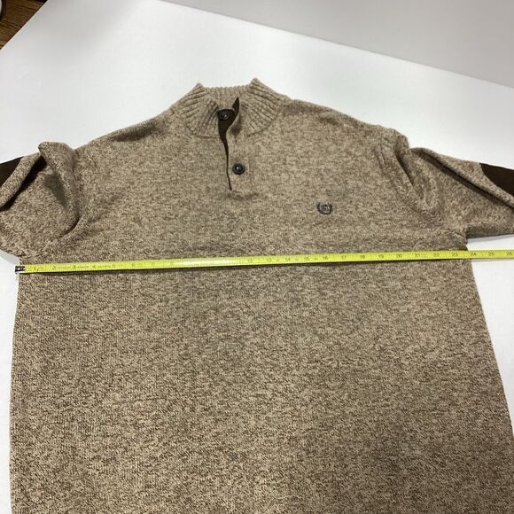 Chaps Men's Sweater Patch Elbows 3 Button Knit Henley Pullover L - Picture 11 of 12